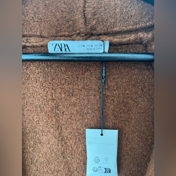 NWT ZARA TURNED UP CUFF KNIT COAT Brown Size M - Picture 12 of 14
